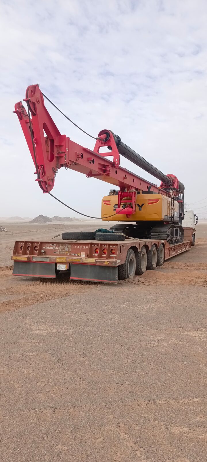 SANY piling rig on hydraulic lowbed